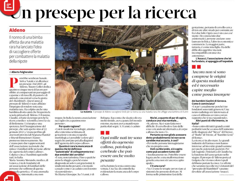 Articoli sul presepe di Aldeno ❤️ da ilT di oggi 4 dicembre 2022