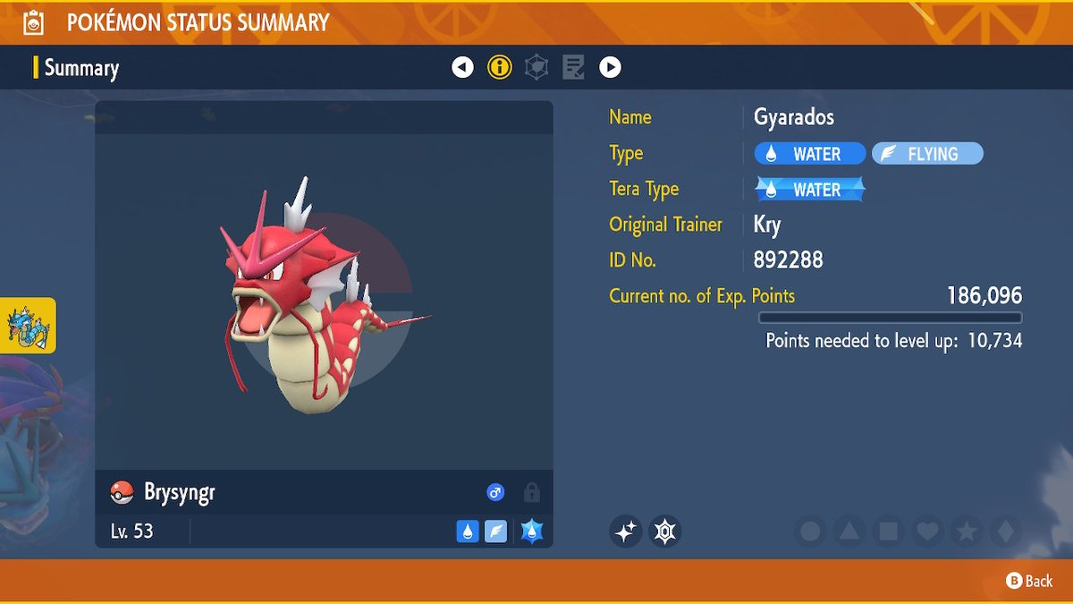 KryptonWave's tweet photo. Shiny Gyarados in Casseroya Lake! This feels like a proper homage to Red Gyarados in Lake of Rage :') Coincidence #PokemonScarletViolet #NintendoSwitch #Shiny https://t.co/EvtXl4fyik