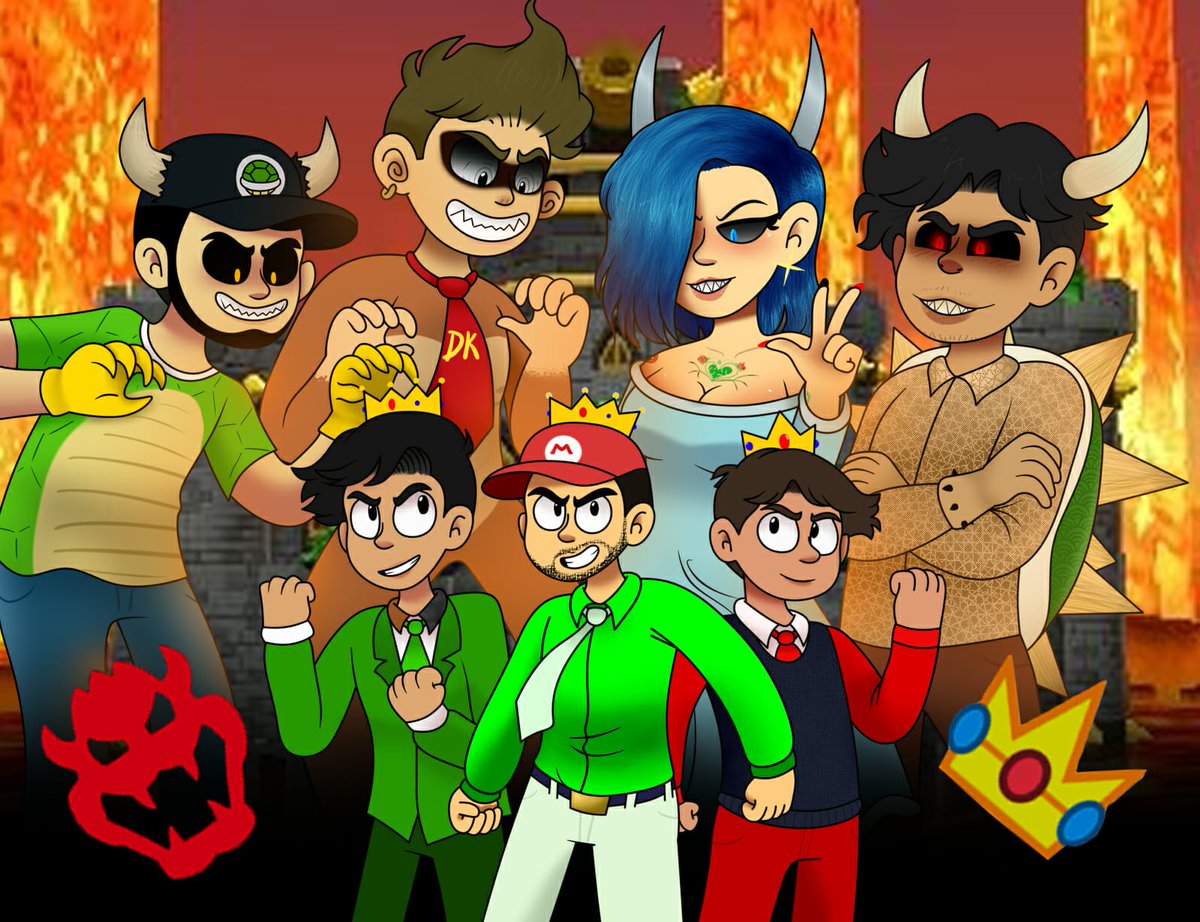 EQNintendero's tweet photo. Agradecemos a @carl0s_kart por este gran dibujo en representación del multiverso MKT 🥳 héroes vs villanos en el rally 💯.
Nosotros de Equipo Nintendero somos lo de traje verde y rojo.
#MarioKartTour #MultiversoMKT https://t.co/OXGyT7oxGo