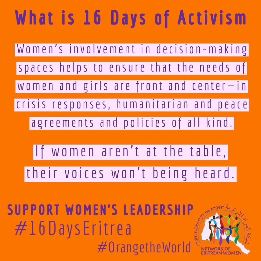 NetworkEriWomen's tweet photo. #16Days of Activism against Gender-based violence.

#16Days
#16DaysEritrea
#16daysofactivism 
#16daysofactivismagainstgenderbasedviolence https://t.co/Atpcz970C0