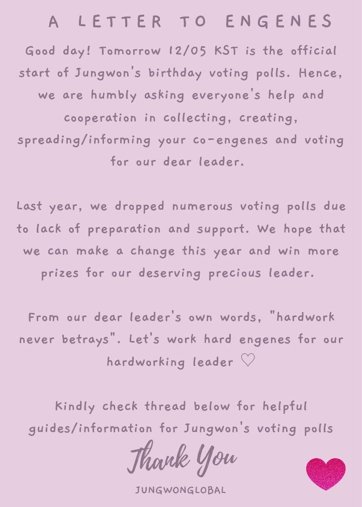 Please read ❤️

#JW_BDAYVotings #JUNGWON #정원 #엔하이픈_정원 <a href="/ENHYPEN_members/">ENHYPEN</a>  <a href="/ENHYPEN/">ENHYPEN OFFICIAL</a>