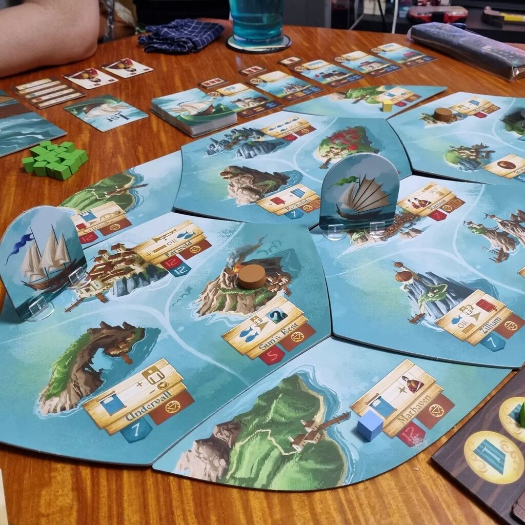 rgsunico's tweet photo. Last night we finally tried playing Ryan Laukat's #Islebound, which I think I like a bit more than #AboveAndBelow. They're distinct games but I enjoyed the sense of exploration in this game. #TAGSessions #TabletopGames #BoardGames https://t.co/MNdaDCjmQ7 https://t.co/Ct8yVhQVAc