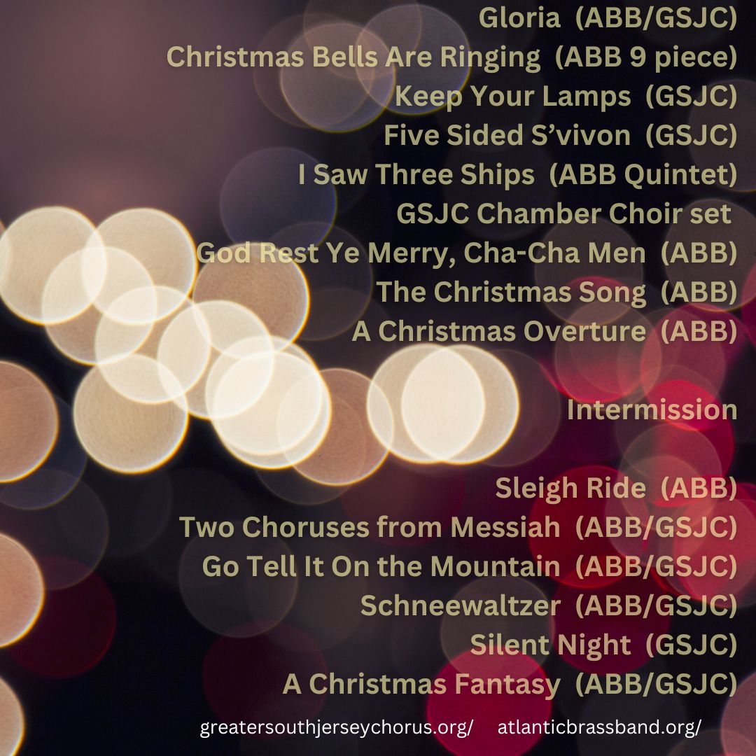 The <a href="/GreaterSJChorus/">Greater SJ Chorus</a> joins ABB for an evening of festive favorites, ringing in the #holiday season with #joy &amp; #cheer.

12/10/22 @ 7:30pm
ci.ovationtix.com/35360/producti…

#holidaymusic #christmasmusic #concert #brassband #vocal #choir #messiah #handel #glassboronj #tistheseason #chorus
