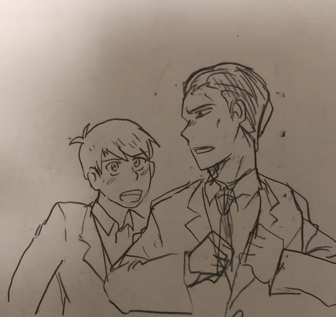 初対面シーンを思い起こしながらとりあえずイメージ化しようと思って描いたやつがこれ。あのド険悪ファーストコンタクトから甘々で優しい夜を共にするなんて想像できるか?いやない。東おその話という前提を置いても想像できなかった。俺は稚拙な思考しか持ち合わせておらぬ。 