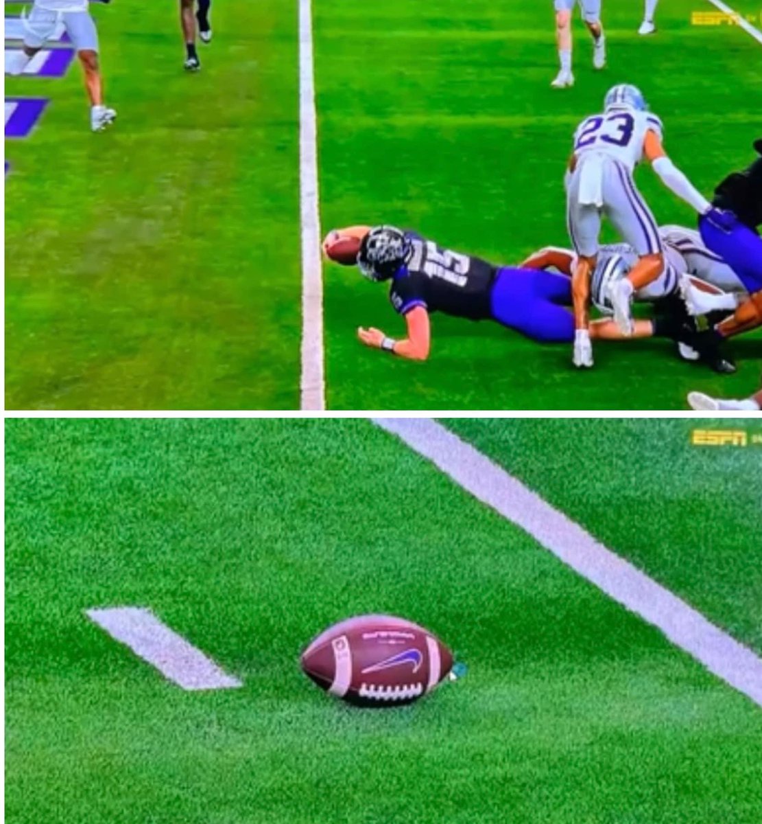 AnthonyWhiteTX's tweet photo. It’s a game of inches. Still doesn’t make sense @Big12Conference. #GoFrogs https://t.co/OPdOion7rq
