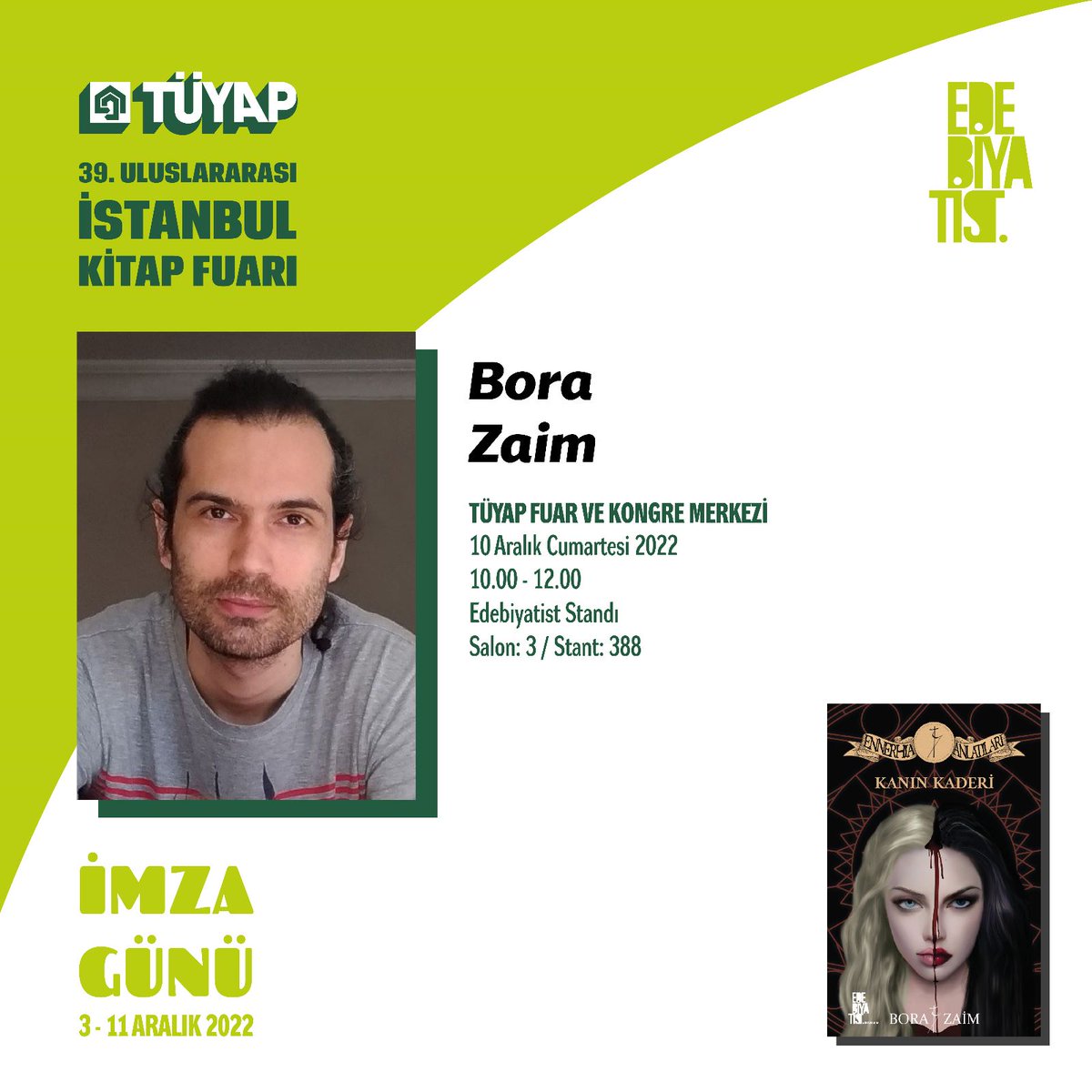 İmza Günü: 10 Aralık 2022 Cumartesi günü TÜYAP @edebiyatistyayınevi standındayım.

#ennerhiaanlatilari #ennerhia #kitapsever #kitapfuarı  #kitapkurdu #kitaplık #Edebiyat #fantastikkitap #fantastik <a href="/Tuyap/">Tüyap</a> #tuyap #tüyap #tuyapkitapfuarı