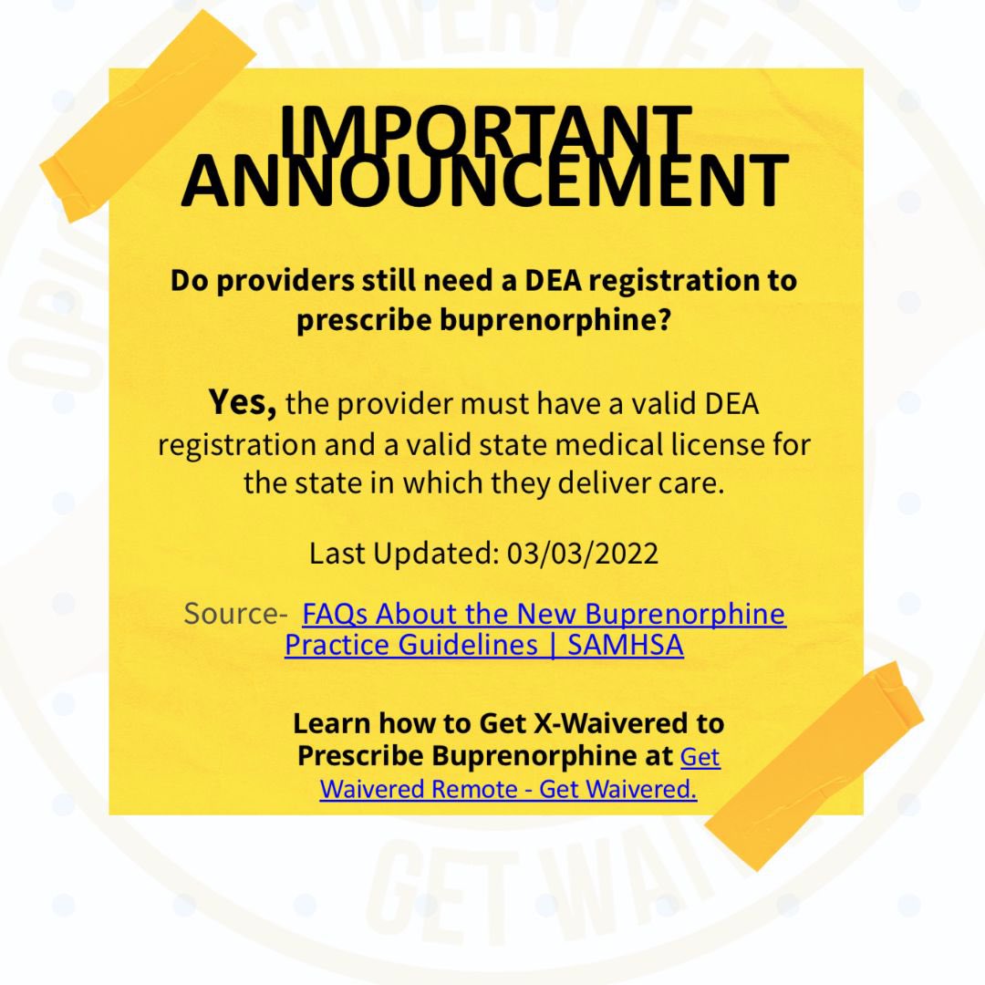 Get Waivered Remote is a FREE 1-hour “X-press” course
Getting X-waivered can make a difference and save lives! 
Eligibility:
MD, DO
PA
NP/CNS/CRNA/CNM
Register today!
partners.zoom.us/webinar/regist…
 #medtwitter #emergencymed #RecoverTogetherRecoverStronger