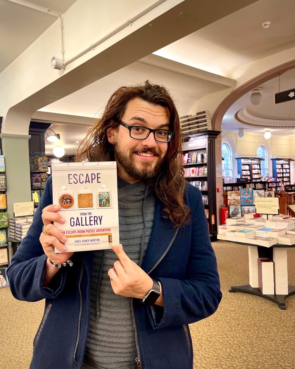 Volvi's tweet photo. Popped into @Waterstones to see my new time travelling escape room book nicely nestled on the shelves. Needed a model to portray Nell Gwynn so who better than @misscharliebond ? #author #escaperoom #escaperoompuzzles https://t.co/7VlaWxkJhW