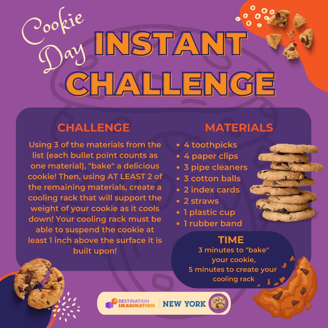 TeamNYDI's tweet photo. Today is National Cookie Day, so we're coming to you with a SWEET Instant #STEAM Challenge! Did you, your kids, or your students complete this Instant Challenge? Send us a photo! #STEM #pbl #instantchallenge #education https://t.co/oFG8MJppzp