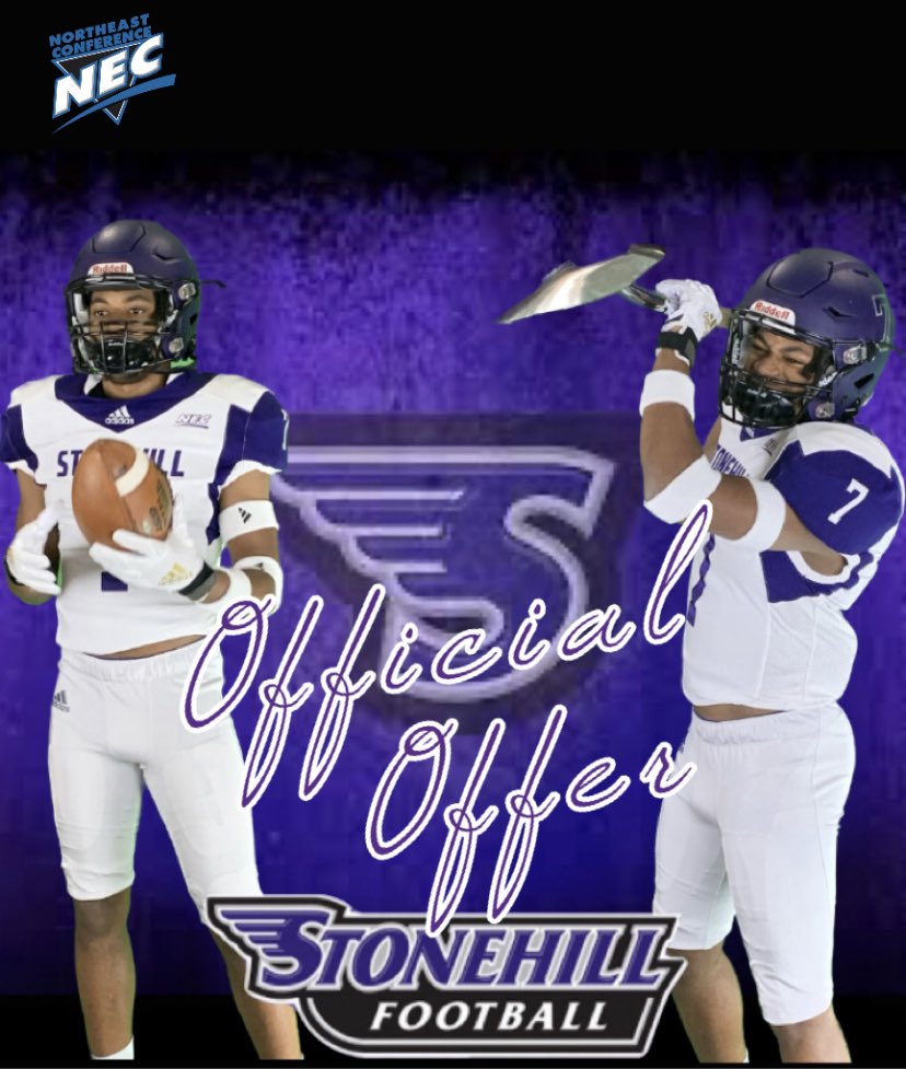 After a great weekend and talk with <a href="/CoachEliGardner/">Coach Eli Gardner</a> I’m am truly blessed to receive my 1st official offer to <a href="/StonehillFB/">Stonehill Football #DIG</a> Thank you <a href="/_CoachMaher/">Jerry Maher</a> and the rest of the coaching staff for your amazing hospitality and for believing in me!! What a great birthday gift! #GodsFavor🙏🏼🙌🏼