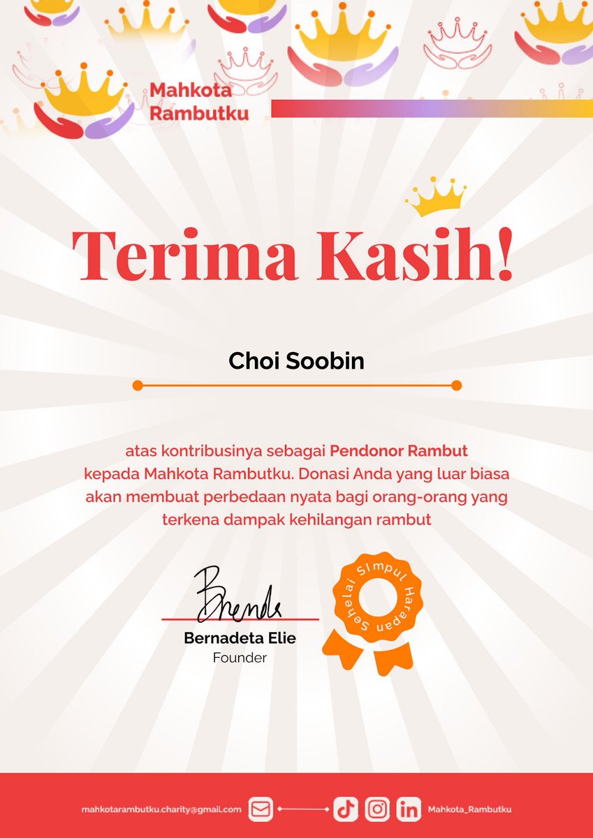 ffukuokaa's tweet photo. for soobin birthday, we (i, @soobinjaya &amp; @thebaragi) decided to donate for mahkota rambutku on behalf choi soobin’s name❤️

semoga donasi kecil ini bisa bermanfaat untuk yang membutuhkan🫶

#첫눈이창문을두드리듯이수빈이가온날
#SoobinTheEpitomeOfLove https://t.co/095tfjDnic