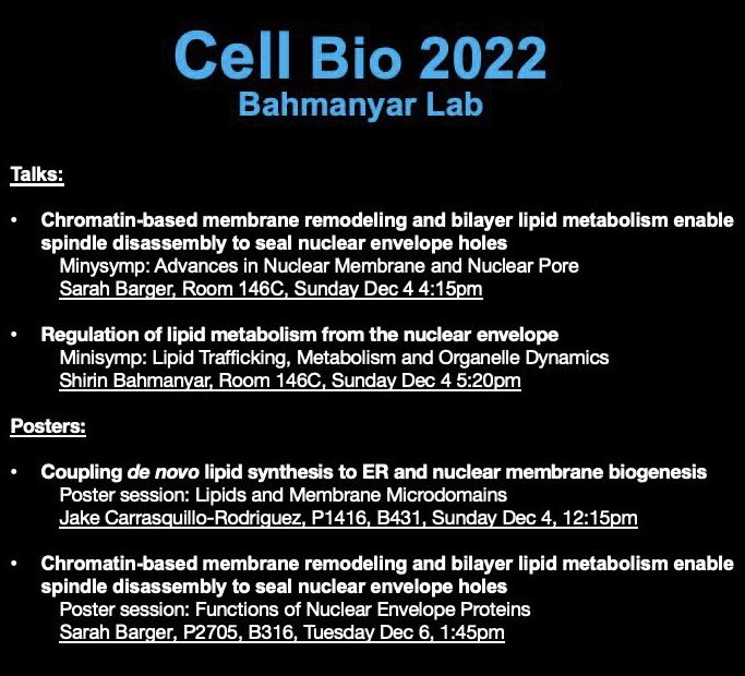Bahmanyar lab (@bahmanyarlab) on Twitter photo So happy to be at #cellbio2022 <a href="/ASCBiology/">American Society for Cell Biology</a> in person! Check out our talks and posters - 3 are today!! So happy to be at #cellbio2022 <a href="/ASCBiology/">American Society for Cell Biology</a> in person! Check out our talks and posters - 3 are today!!