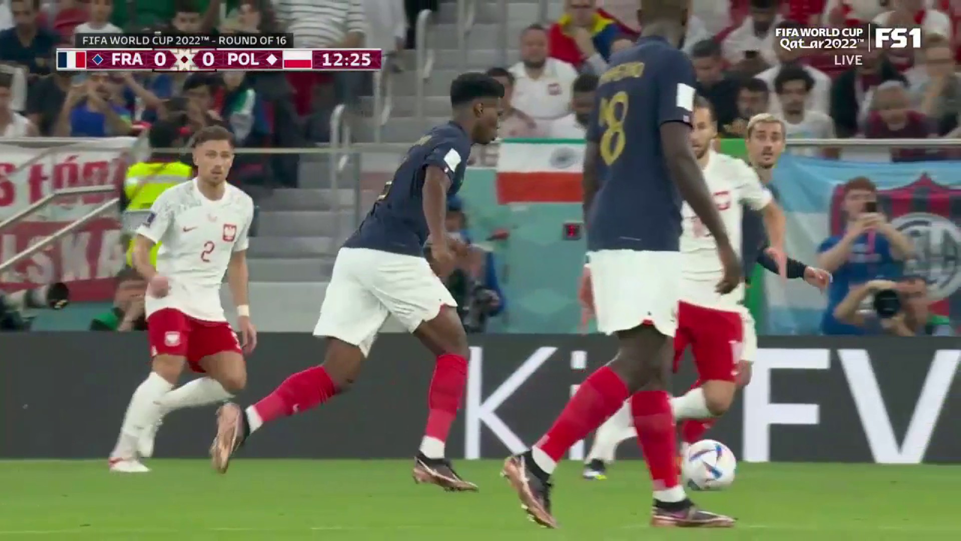 Tchouaméni forces Szczęsny's first save of the game!

France is knocking in the first half 🇫🇷👀”