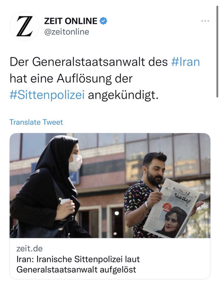 Leute, fallt bitte nicht auf diesen „wir machen jetzt Reformen“ Quatsch rein. Das ist alles Augenwischerei. Die Sittenpolizei wird z.B. von der „Sarollah“ ersetzt, Autos mit vier Männern, noch brutaler und schlimmer. Die gab es schon in den 80‘ern und