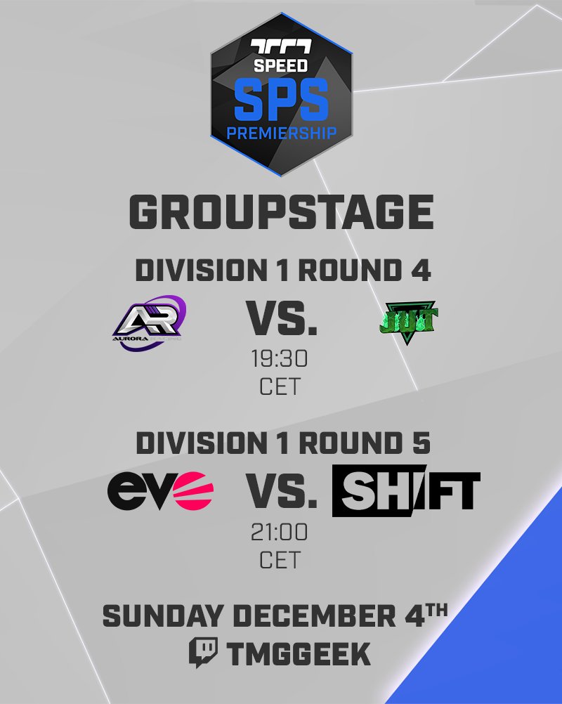 TMGGeek's tweet image. Final day of the @FSMajorSeries SPS11 Groupstage in Div.1 tonight, and I&apos;ll be covering it all from 19:30 CET - just like last week.

Featured matches :
- Aurora Racing ⚔️ JUT
- Evo ⚔️ SHIFT

⏰ 19:30 CET
📺 twitch.tv/TMGGeek

#FMS2022