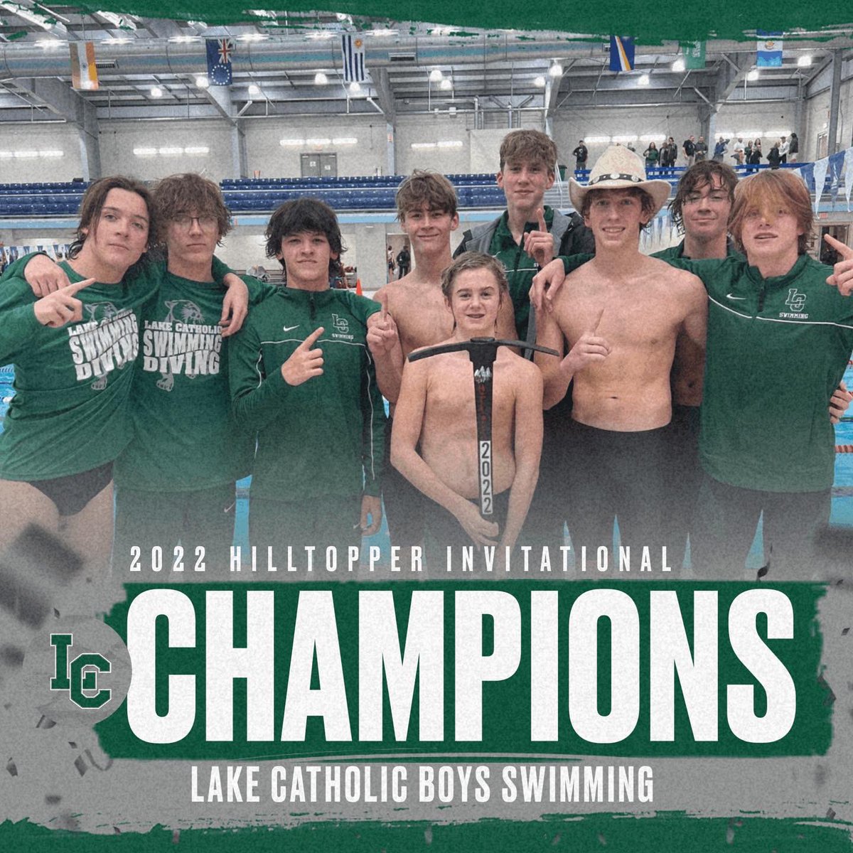 lccougarsswim's tweet photo. It’s a long season, but the start has been promising. The boys team, not only won the Hilltopper Invitational, but set three school records in the process. That’s four records in two meets. Congratulations boys!
#wontheaxe #winthecrown #seeyoufriday https://t.co/u3eDY0h5xW