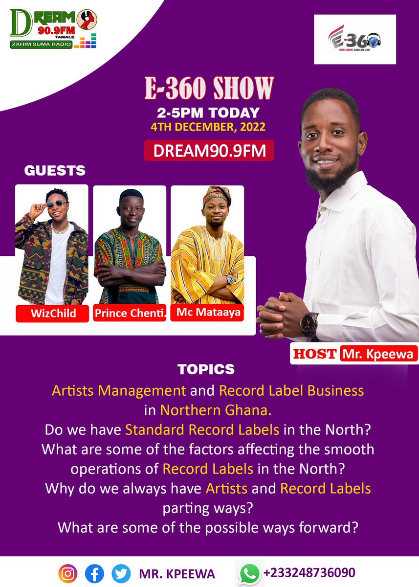 We are live on Dream Fm 90.9 . Kindly tune in if you are around Tamale.
Cc
<a href="/MrKpeewa/">HumbleDj</a> 
<a href="/ChentiPrince/">Prince Chentiwuni</a> 
<a href="/WizchildL/">WIZ Child- BonTahLi</a>