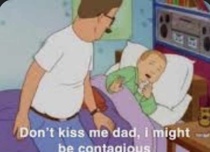 KOTHClub's tweet photo. Don’t kiss me, dad…

 #TipsToAvoidTheFlu https://t.co/vMSks86tfq