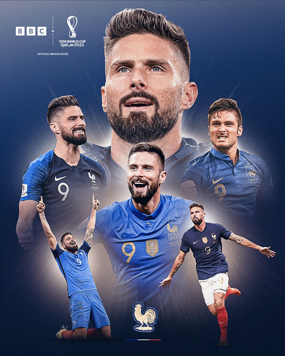 BBCSport's tweet photo. HE'S DONE IT 👏

Olivier Giroud is France's all-time leading goalscorer with 52 goals, surpassing Thierry Henry 🔥

#BBCFootball #BBCWorldCup https://t.co/d1dc85W6vF