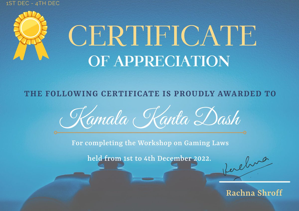 KKDash2020's tweet photo. Thank you @rachnashroff for being my teacher in #techlaws and #gaminglaws. Happy to complete your workshop on Gaming Laws. This was a great learning experience. Great to connect years after we met at @SriSriU. Hope to build on your inputs and feedback. @GoI_MeitY @Meta @nkmanaswi https://t.co/3wob2xpfGm
