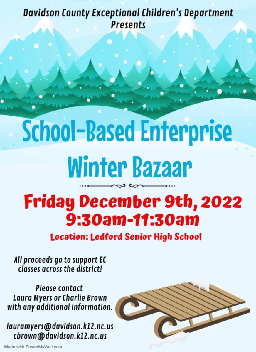 LedfordProud's tweet image. Come out on Friday, shop, and support our DCS EC Departments!!! 🎅🏼🎄🤶🎁🧑‍🎄