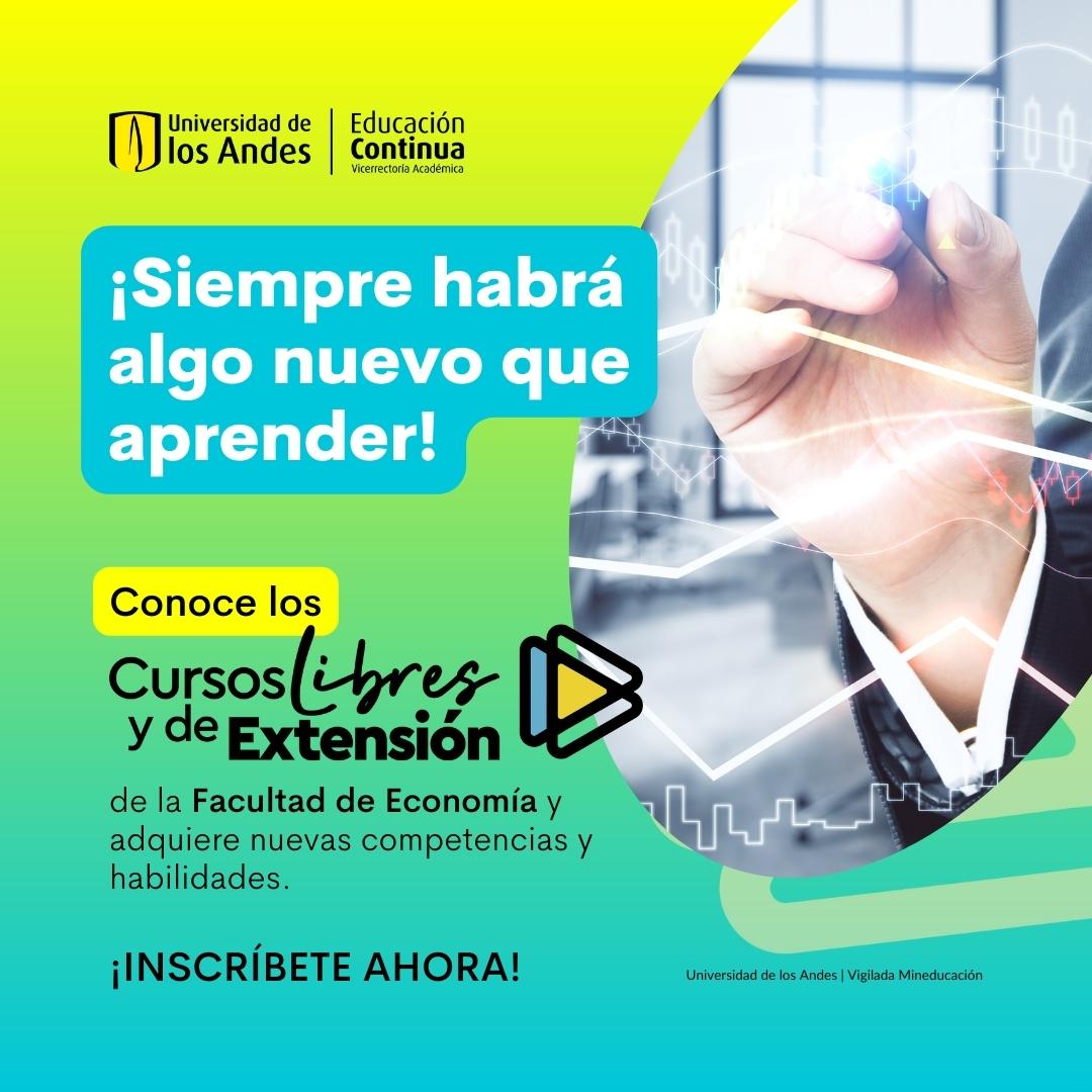 Conoce la oferta de la Facultad de Economía en donde podrás aprender sobre: Econometría avanzada, Macroeconomía financiera, entre otras temáticas de tu interés.

Conoce más e inscríbete en: bit.ly/3GT7Yam @EconomiaUAndes #ExperienciaUniandina #Pregrado #Posgrado