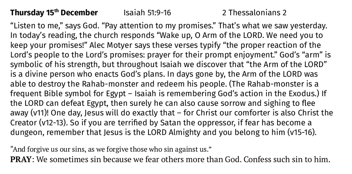 Thursday 15th December 2022
Isaiah 51:9-16 and 2 Thessalonians 2
#JesusIsGoodNews