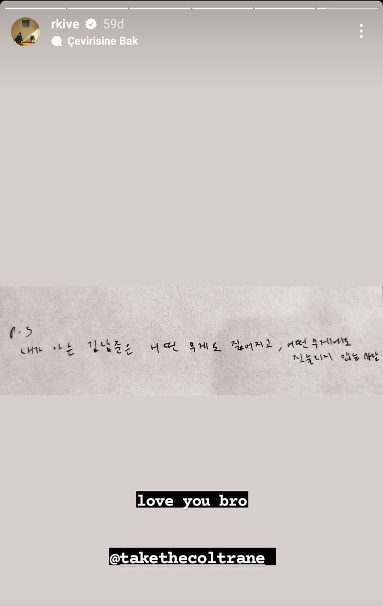 [221204] Namjoon Instagram hikayesinde arkadaşı John Eun'un mektubunu paylaştı. “Seviliyorsun kardeşim @/takethecoltrane”