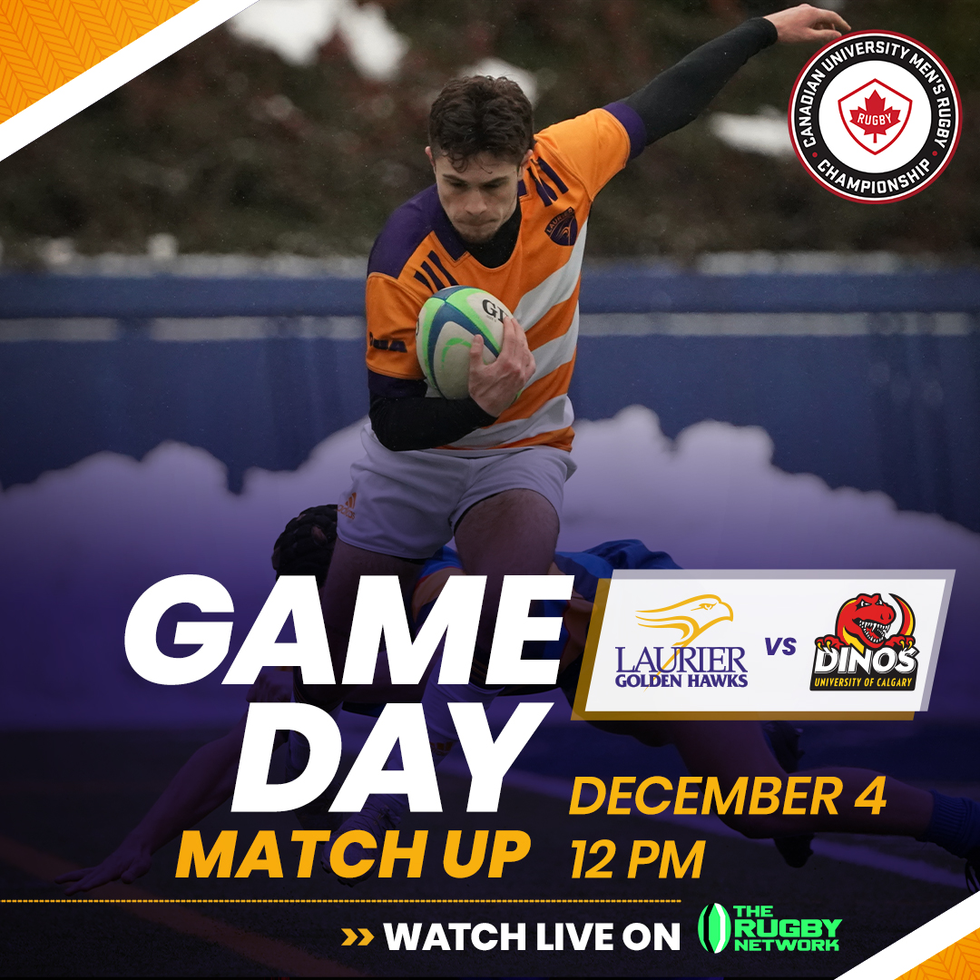 Season finale for Laurier men's rugby at the Canadian University Men's Rugby Championship! 🆚: @UCDinos ℹ️: Consolation final (7/8) ⏰: 12 PM EST 📍: Thunderbirds Stadium, Vancouver 💻: @therugbynetwork #SoarAbove