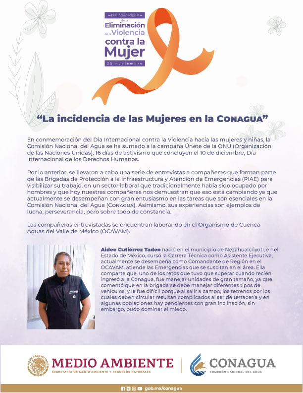 conagua_mx's tweet photo. En la #Conagua seguimos avanzando hacia una igualdad laboral, tal es el caso de las mujeres que forman parte de las Brigadas de PIAE. En los #16DíasdeActivismo te presentamos la historia de algunas de ellas https://t.co/JaUivt57qA