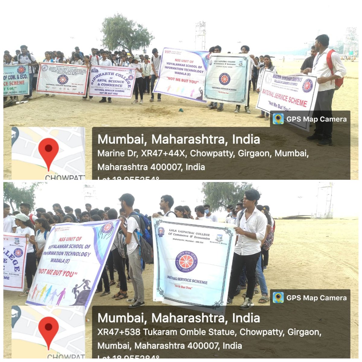 nss_llrc's tweet photo. NSS UNIT of Lala Lajpatrai College participated in MEGA BEACH CLEAN UP drive on 19th October 2022 at Girgaon chowpaty. Volunteers collected  plastic waste and cleaned the surrounding areas. Our work was feliciated by DR PRASHANT KUMAR WALANJE the state NSS Officer. @_NSSIndia https://t.co/2y9awbZlD1