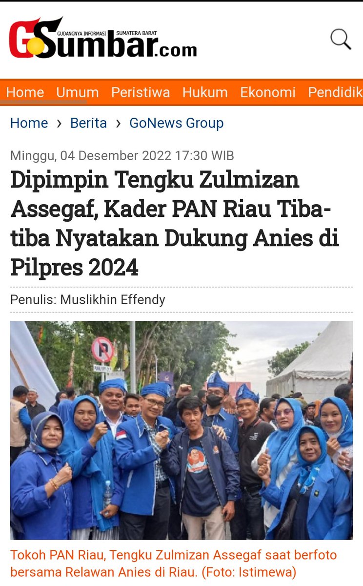 OmJ_J3Nggott's tweet photo. PAN Di Pusat masih Pusing antara ngusung Eric atau Ganjar 
Tapi di Daerah ( Riau )Para Kader &amp; Relawan  PAN sudah tentukan pilihan untuk Mendukung Mas @aniesbaswedan 👍 https://t.co/gnXfFxiVrb