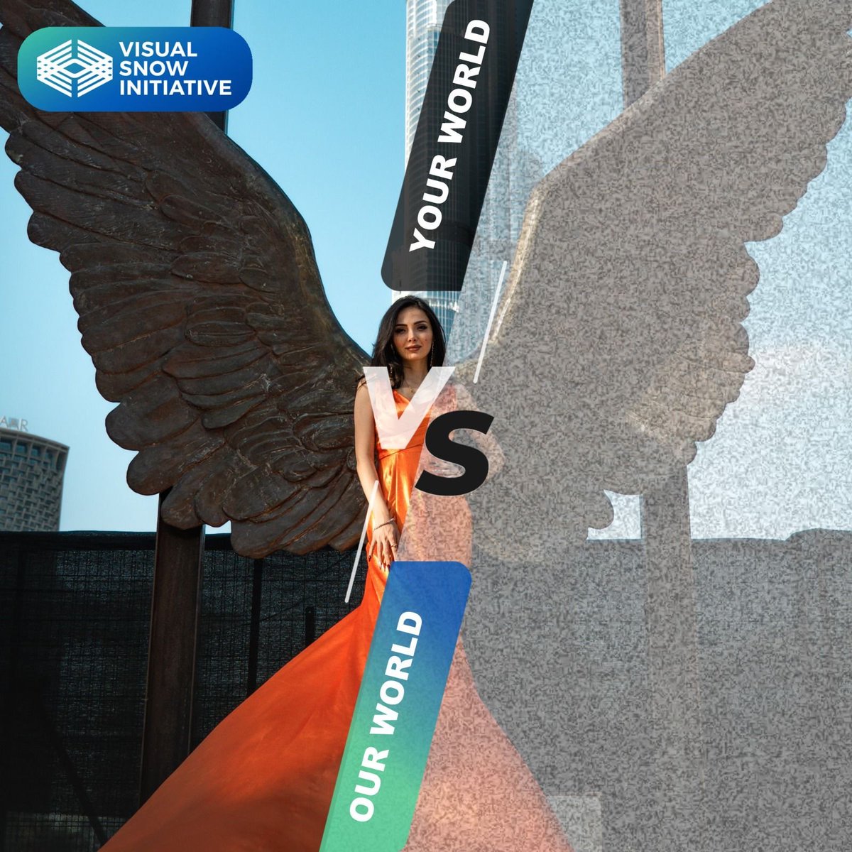 Location: Wings of Mexico Statue, Museum in Dubai, United Arab Emirates 🇦🇪 

Visual Snow (VS) Worldwide Project! 🌎 

Through the VS Worldwide Project, the world is reminded of what "our world" looks like. 

Join us in the movement by liking and sharing/reposting