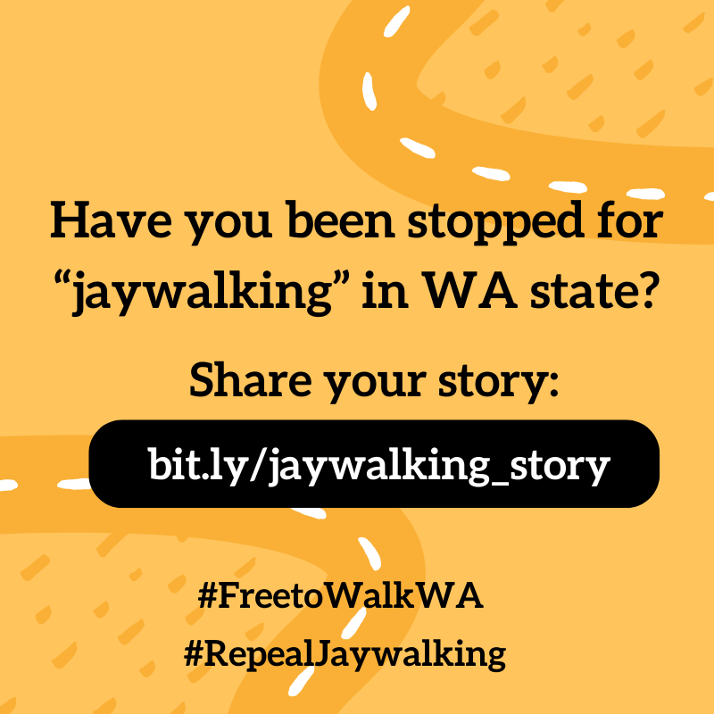 RealChangeNews's tweet photo. Have you been stopped for “jaywalking” in Washington state? 

@TranspoChoices wants to repeal jaywalking laws across WA and wants to hear from folks  who've been questioned, warned, cited, or arrested for jaywalking:  https://t.co/5ZqpaBwPIG

#FreetoWalkWA #RepealJaywalking https://t.co/VPcaHx2HlG