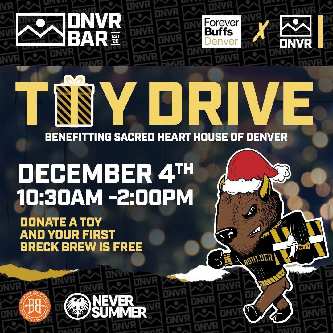 DNVR_Sports's tweet photo. 🎉 WATCH PARTY + TOY DRIVE 🎅

TODAY join us for Back-2-Back Broncos and Nuggets Watch Parties!

ALSO, donate a new toy to the @DenverBuffs Toy Drive benefitting the Sacred Heart House of Denver &amp; get your first @BreckBrew draft on the house! https://t.co/srMZko5Xdm