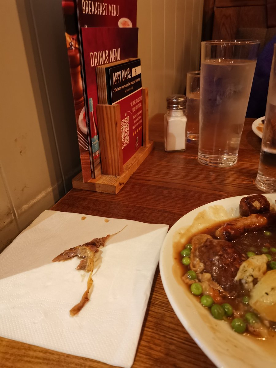 cryptic_3's tweet photo. @tobycarvery I didn't expect a bone in my birthday carvery today, the best part of my meal was finishing off my wife's ice-cream that she left. Not the best 70th present I had for sure. 😔😞 https://t.co/vTn2irVwiZ
