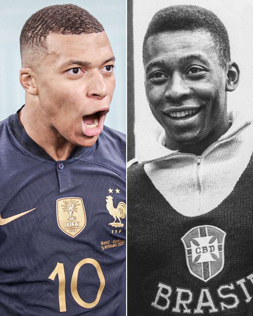 Kylian Mbappe passes Pele for most World Cup goals scored by a men's player before turning 24 years old (8) 😮👏