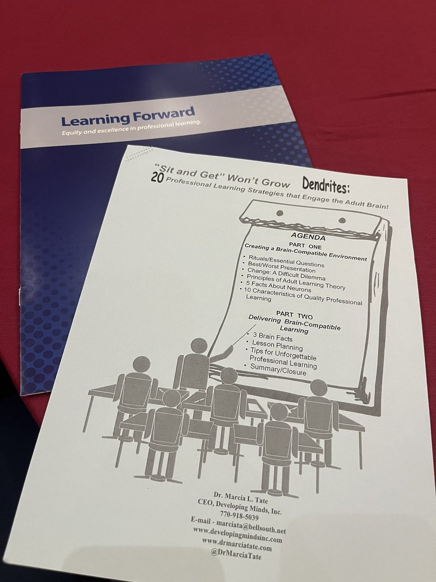 MegHanly's tweet photo. Day 1 @LearningForward conference and I’m already jazzed to bring back my new learning thanks to @drmarciatate ‘s science-based PL strategies to engage the adult brain! #science #LearnFwd22 https://t.co/9qt6tN3PMH