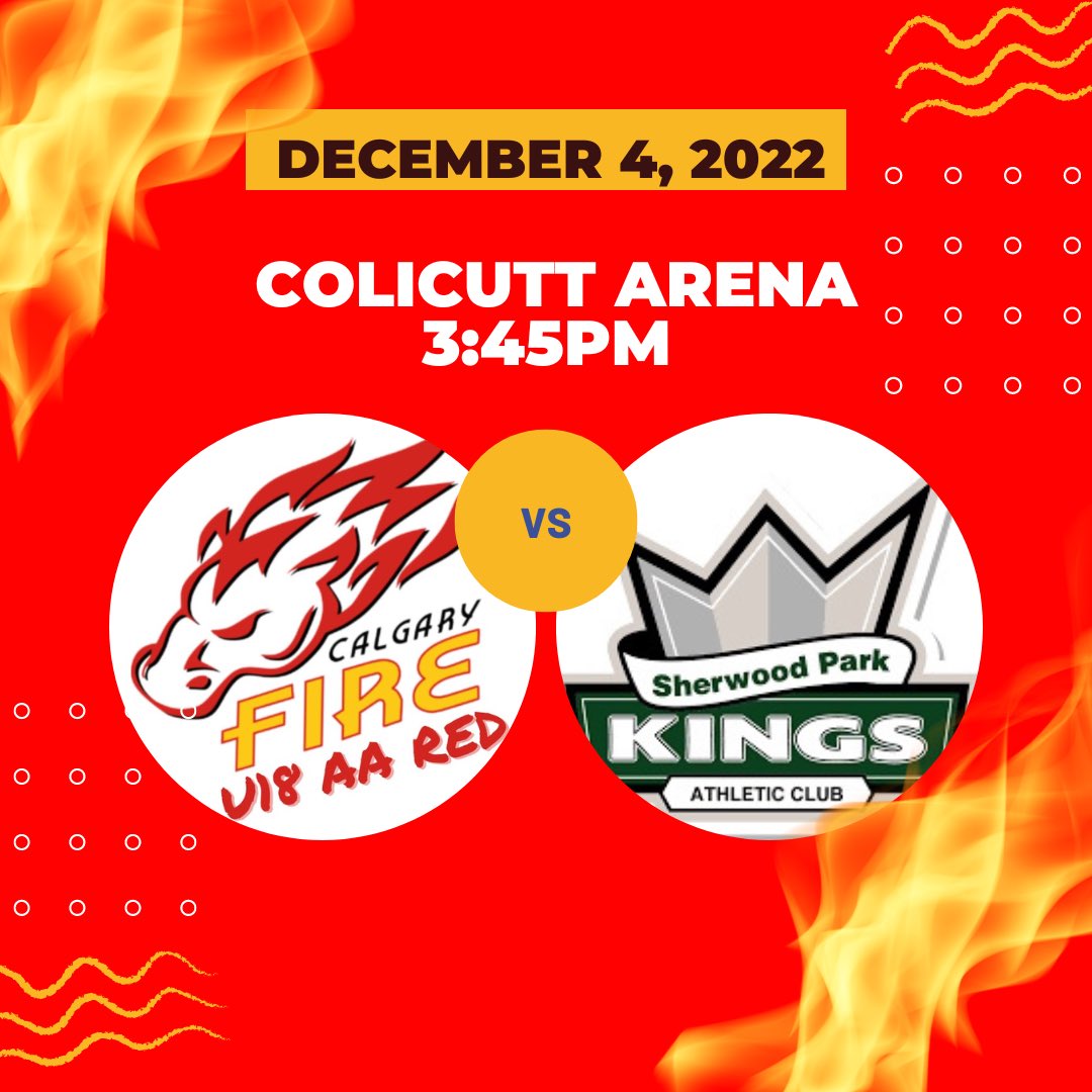 Game Day! 🔥🏒
🕰️ - 3:45pm
📍 - Colicutt Arena 
🆚 - <a href="/SPKACFury/">Sherwood Park U18 AA Fury</a> 
📺 - HockeyTV