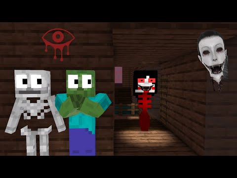 Monster School : EYES OF HORROR GAME CHALLENGE - Minecraft Animation 