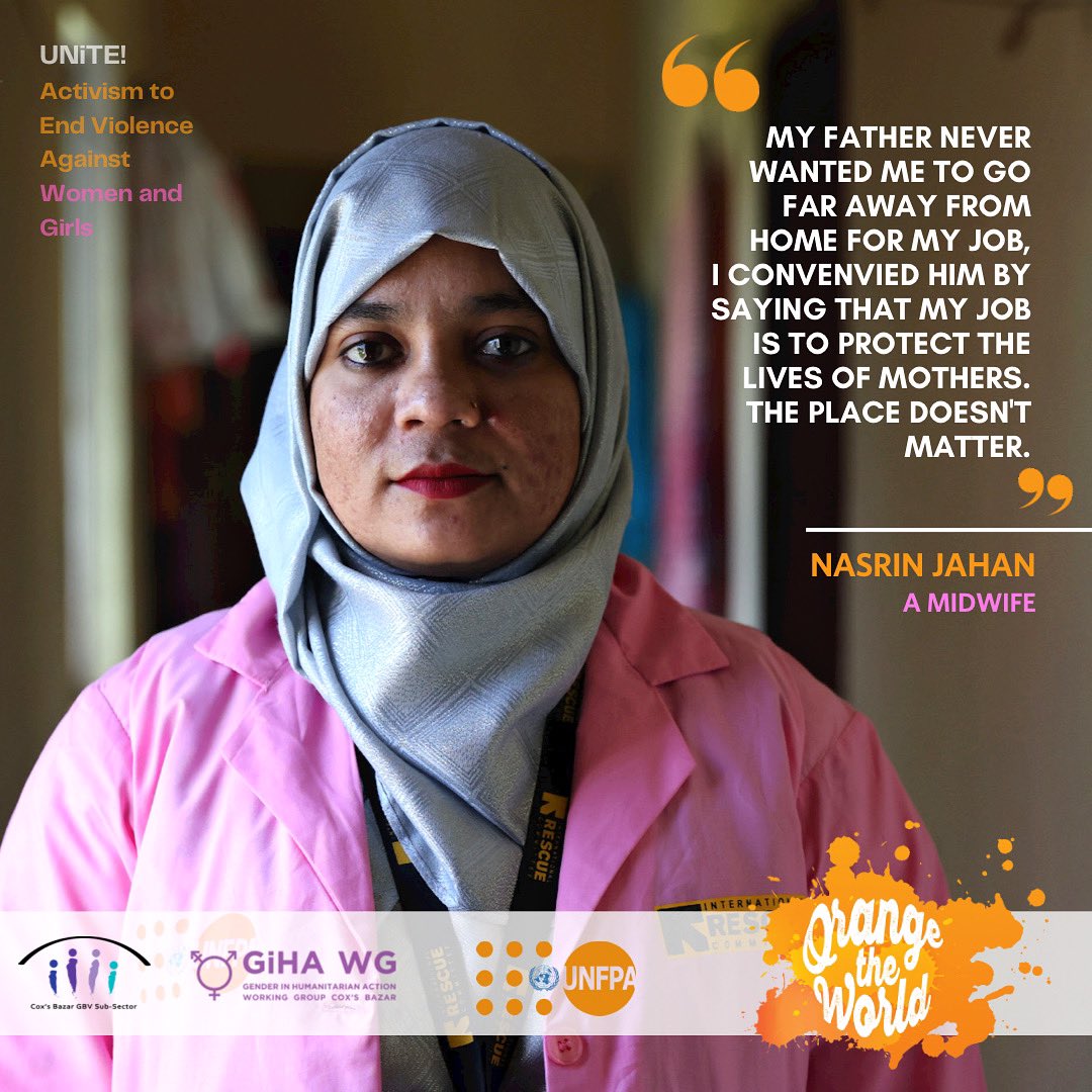 There’s a local hero amongst us who is fighting to put an end to #GenderBasedViolence in her community? 
 
Meet Nasrin, a midwife - who works to help #Rohingya women gain access to #SexualAndReproductiveHealth care services. rb.gy/ovyzni

#16Days
#RespectAndEmpower