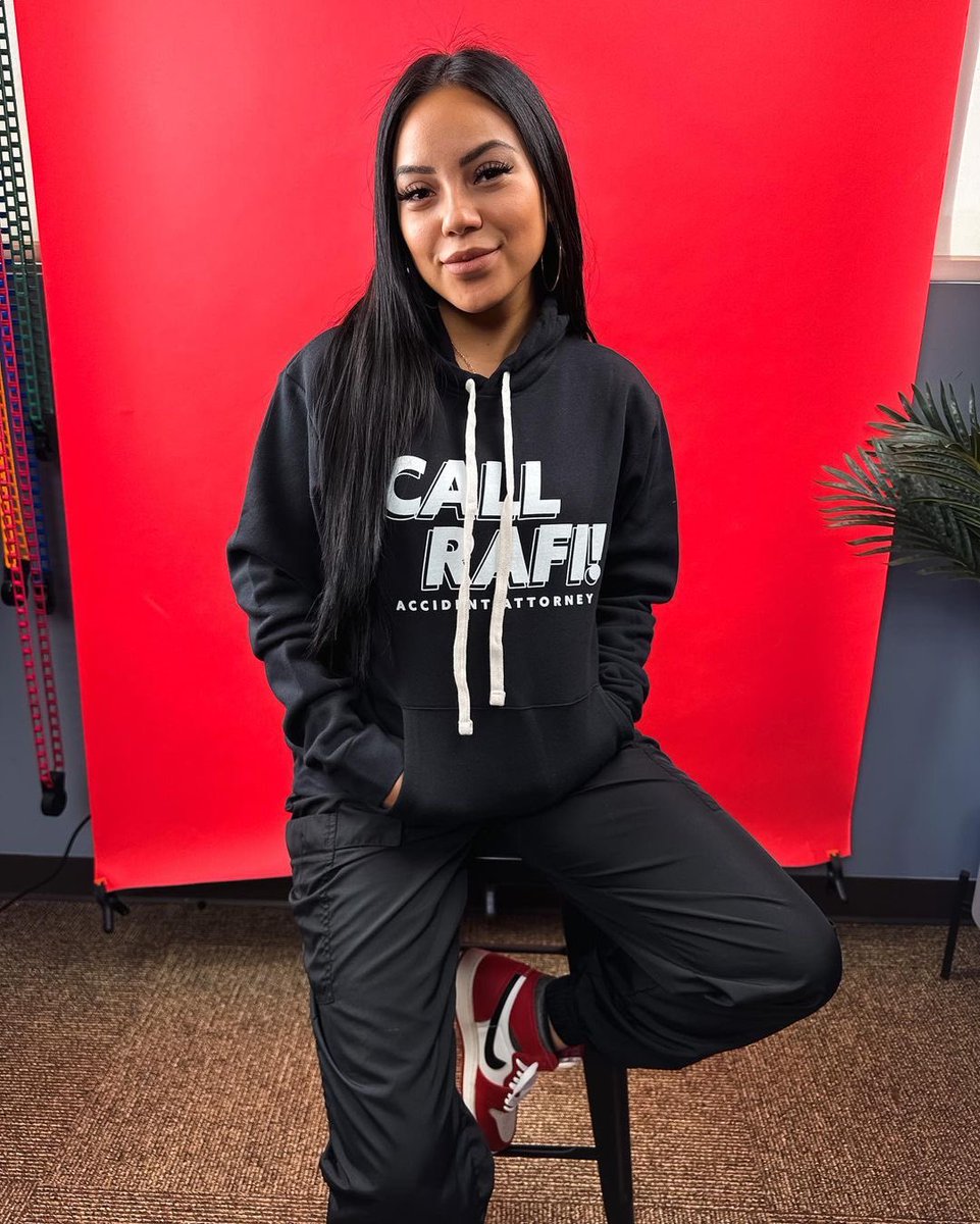 RafiLawGroup's tweet photo. @RadioSuzette rocking the new #CallRafi hoodie! Should we give some of these away? https://t.co/tltdoXUIvD