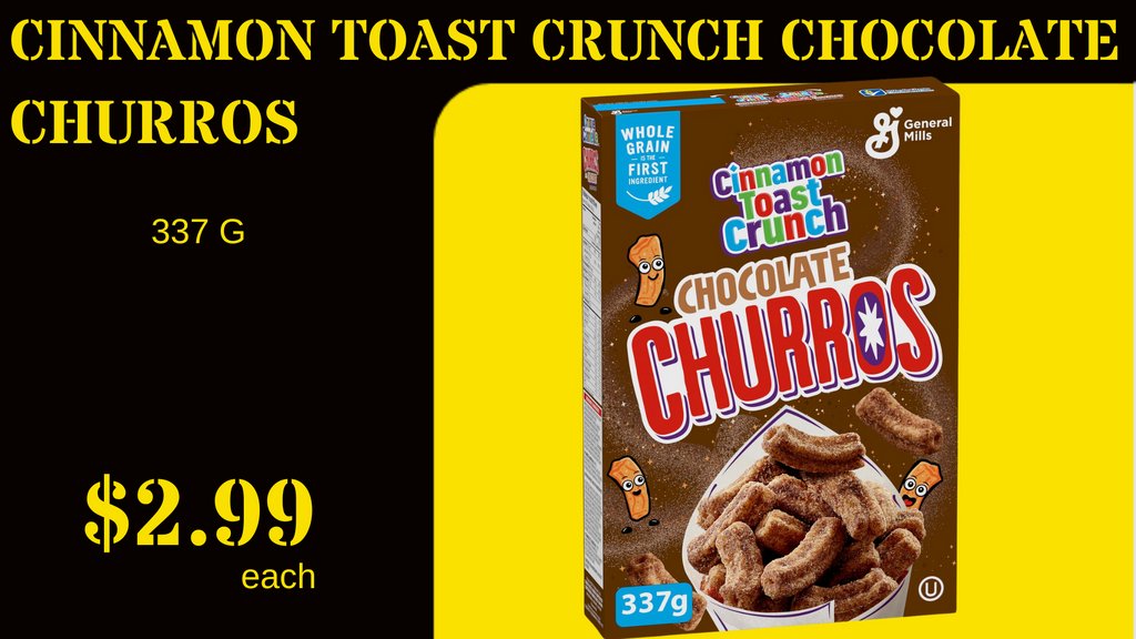 CambSurplus's tweet photo. Cinnamon Toast Crunch Chocolate Churros - $2.99
337g
#cambridge #downtowncambridge #waterloo #kitchener #guelph #surplus #deals #save #likeforlike #waterlooregion #speedriver https://t.co/wSm3YLjpt1