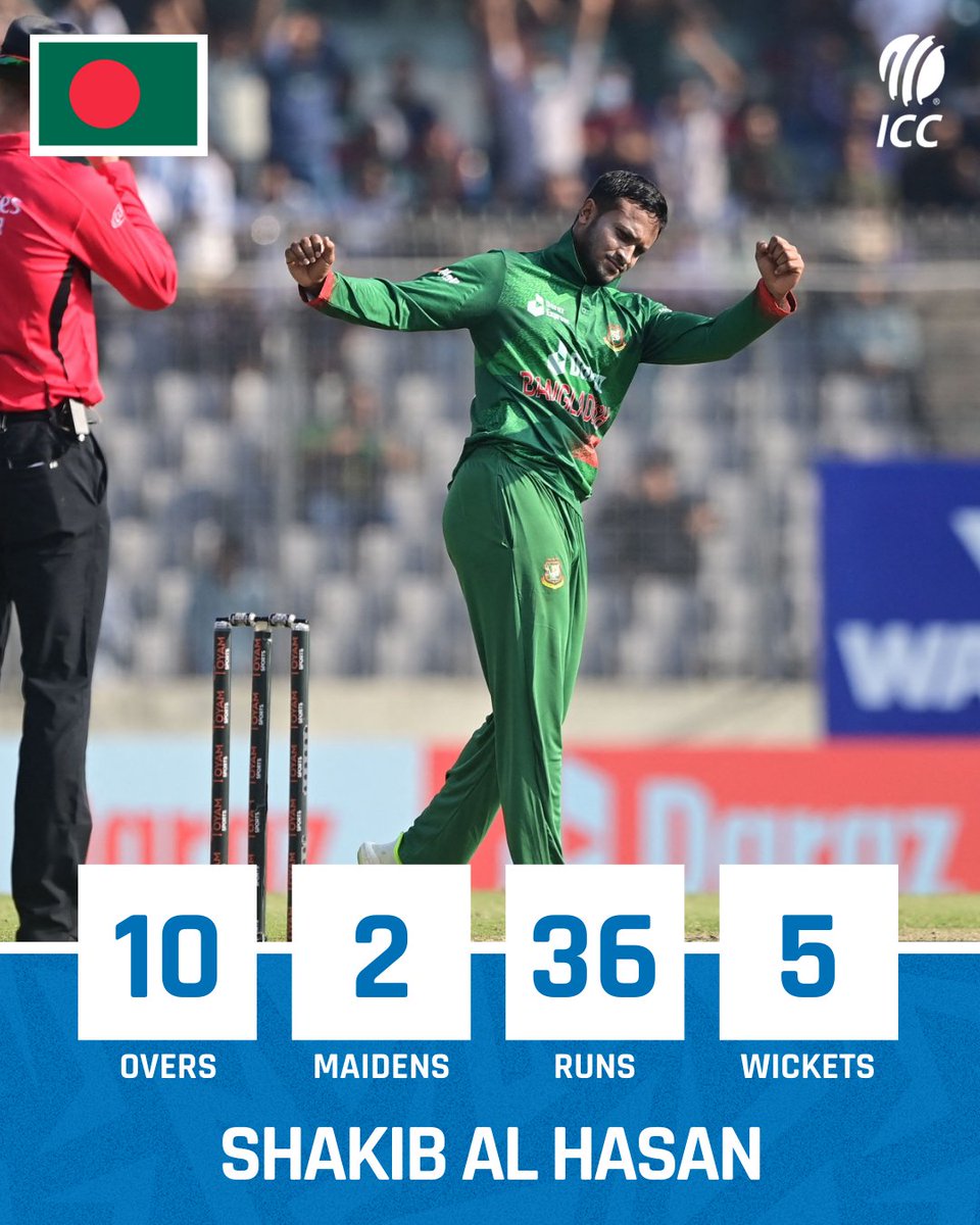 ICC's tweet photo. Wickets of Rohit Sharma and Virat Kohli in the same over! 💥

A brilliant show with the ball from Shakib Al Hasan in the first #BANvIND ODI 💪 https://t.co/r6zjCOSd38