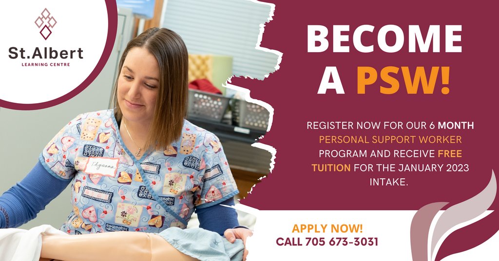 Become a Personal Support Worker in just 6 months for FREE! St. Albert Adult Learning Centre is holding information sessions in December. Learn about this excellent program and how to apply!  

Register Here: bit.ly/3EWDpOn