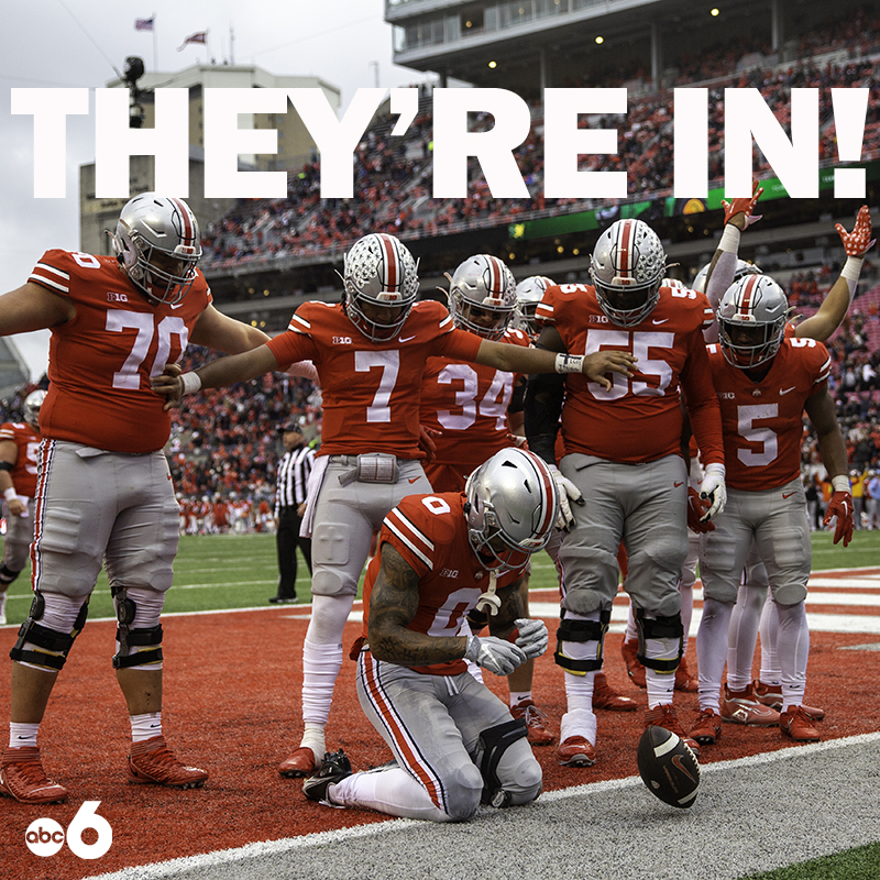 wsyx6's tweet photo. The Buckeyes get into the College Football Playoff!!! They'll play Georgia in the Peach Bowl. 

Details here >> https://t.co/oTDbplqrMV https://t.co/50hsP06HaI