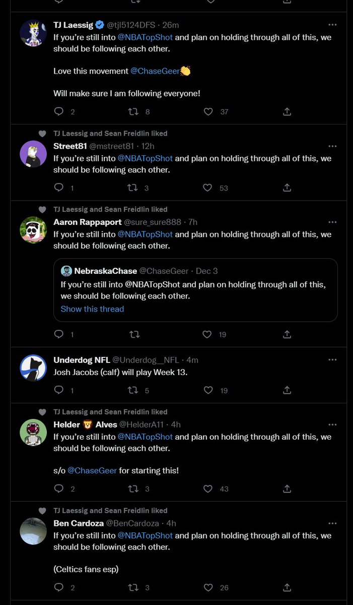 Love seeing this - I'll join the movement as well

If you're still into <a href="/NBATopShot/">NBA Top Shot</a> and plan on holding through all of this, we should be following each other