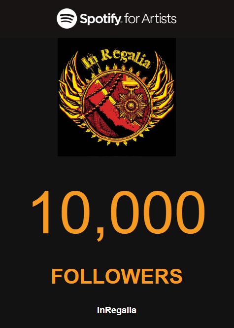 10,000 followers on Spotify!  Thanks to everyone following us on the platform.  

In case you're not following us, here's the link to do so
bit.ly/InRegaliaSpoti…

Have a great weekend!

#spotify #music #artist #rockband #indieband #unsignedartist #follow