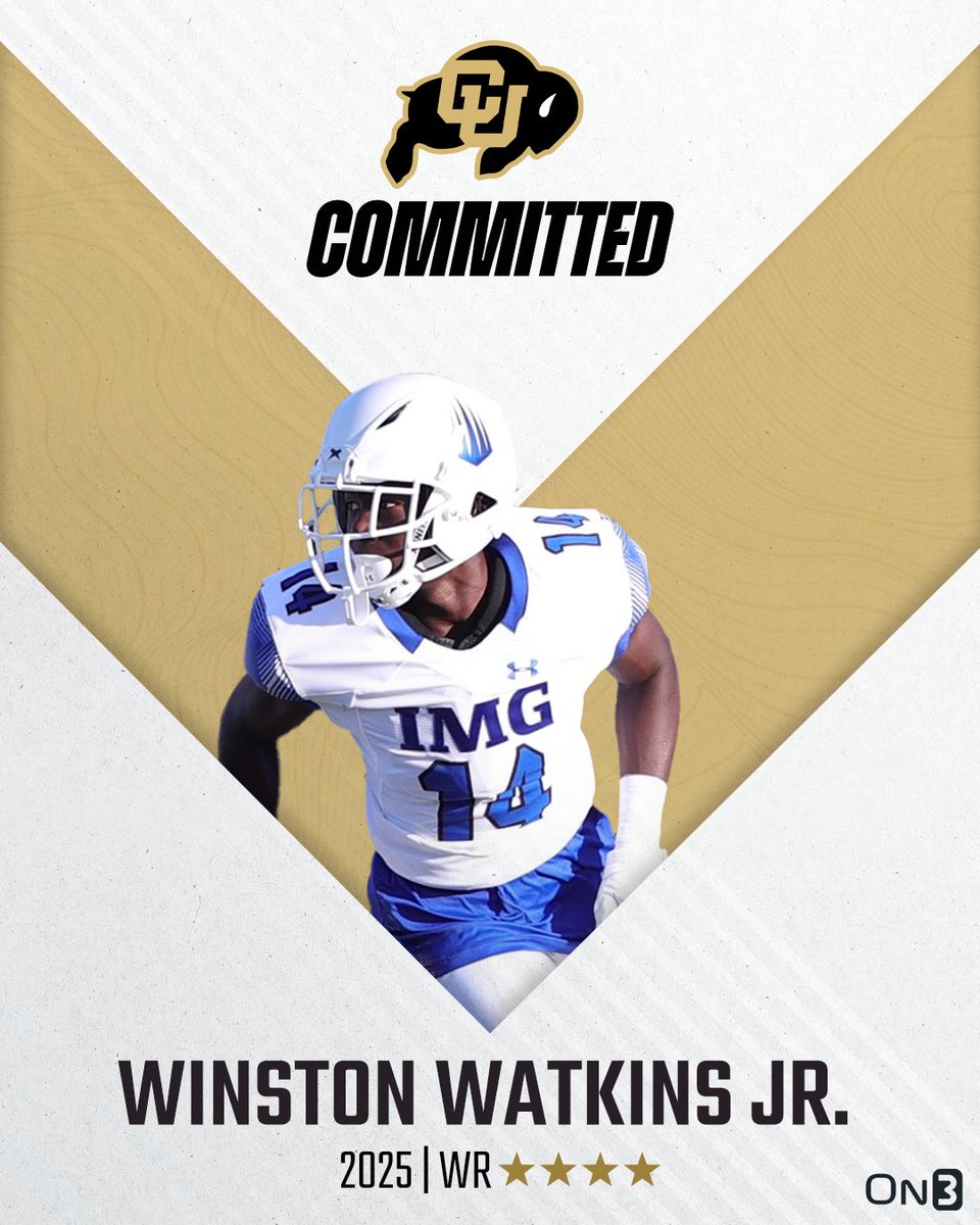 On3 Recruits (@on3recruits) on Twitter photo 🚨BREAKING🚨 2025 4-star WR Winston Watkins Jr. has committed to Colorado🦬
More from <a href="/Hayesfawcett3/">Hayes Fawcett</a>: on3.com/college/colora… 🚨BREAKING🚨 2025 4-star WR Winston Watkins Jr. has committed to Colorado🦬
More from <a href="/Hayesfawcett3/">Hayes Fawcett</a>: on3.com/college/colora…
