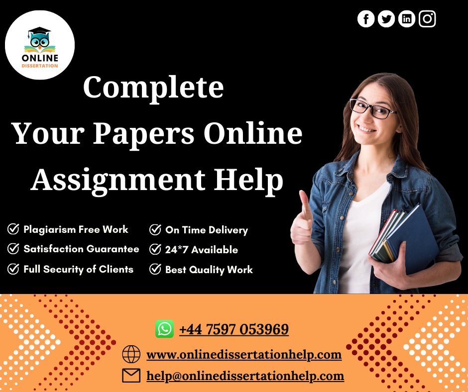 Dissertation003's tweet image. Be confident! Because you choose our Online Assignment Help.
Order Your Task Now!
#onlineassignmenthelp #onlineexamassignmenthelp #assignmentwritinghelp #wrintingassignmenthelp #assignmentwriting #writingassignment #assignmenthelp #writinghelp #help #onlinedissertationhelp